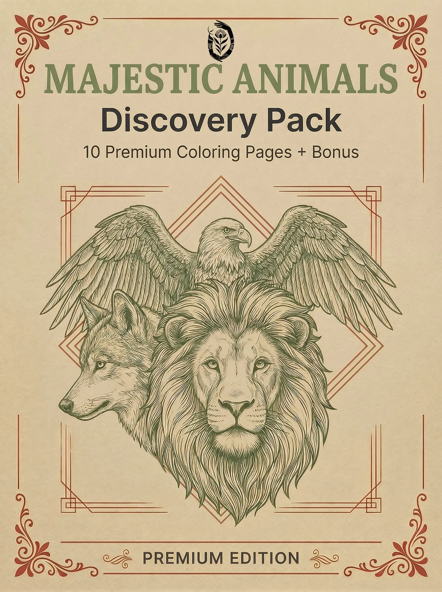 Majestic Animals adult coloring book pack cover